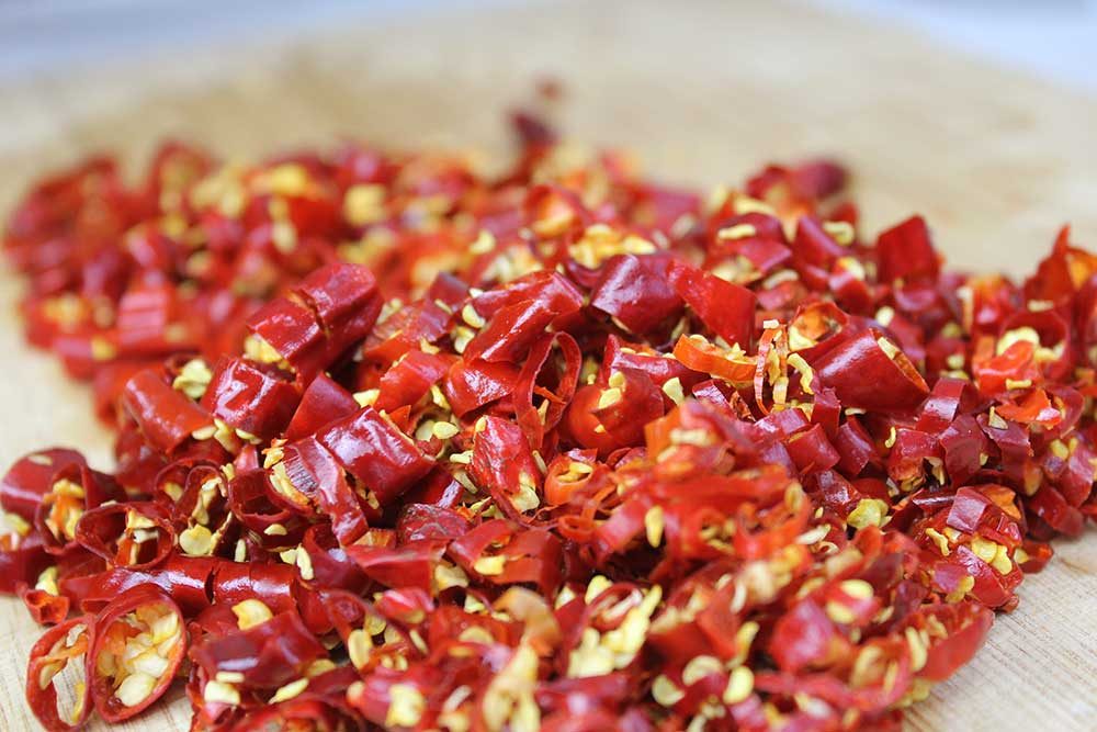 Cut Red Chillies