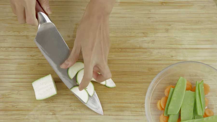 Cut the courgette