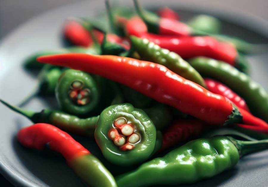 Fresh bird's eye chilli peppers