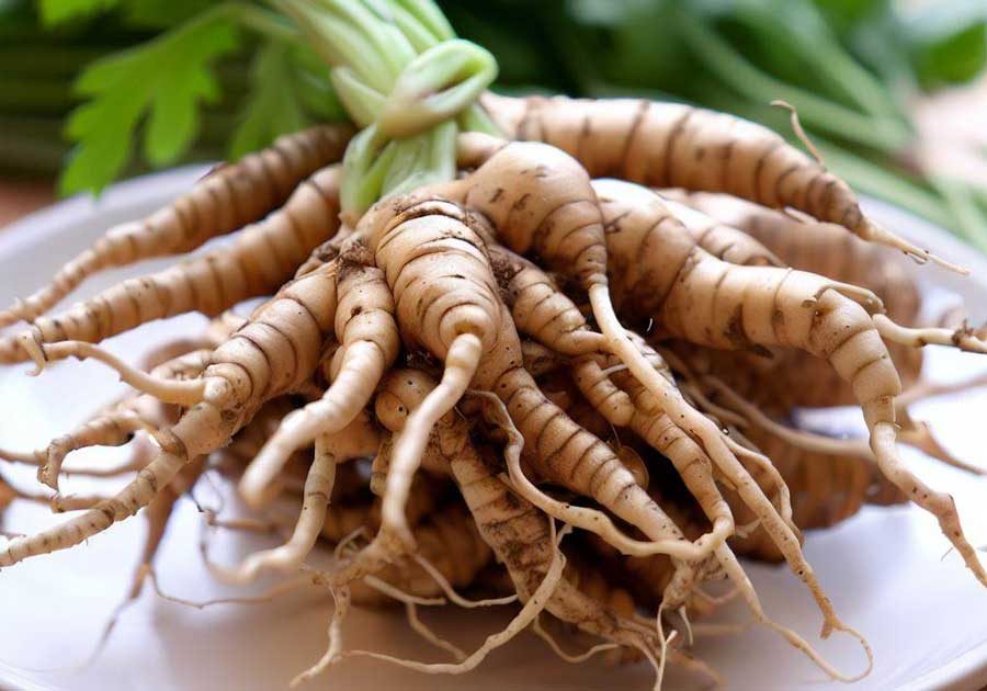 Coriander roots used as a fragrant base ingredient in Thai curry pastes