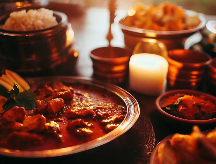 Selection of authentic Indian curry dishes with complex spice blends and rich flavours