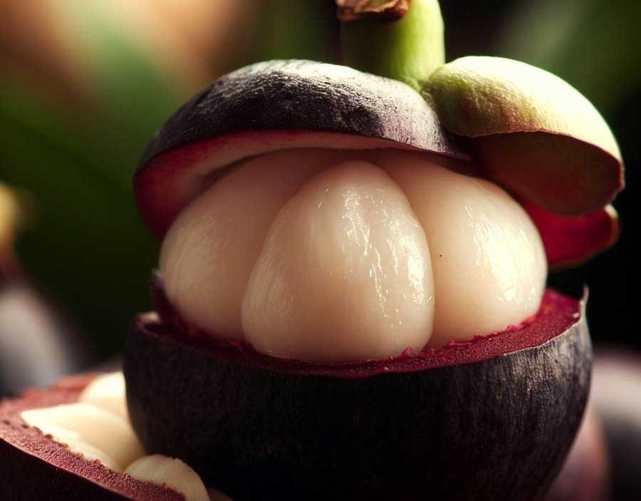 Purple mangosteen the queen of Thai fruits with white segments