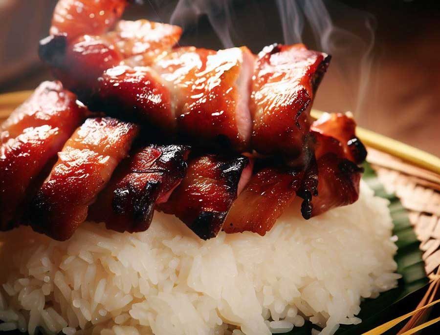 Sticky Rice with Grilled Pork (Khao Niew Moo Ping)
