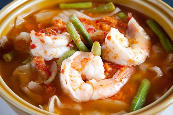 Orange curry Gaeng Som sour Thai orange curry with vegetables a low calorie dish
