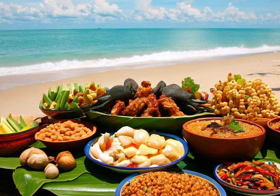 southern thai food on the beach in the south of thailand