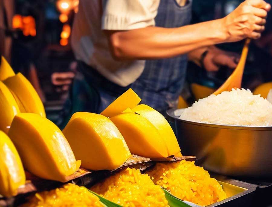 Sticky Rice and Mango at Food Market