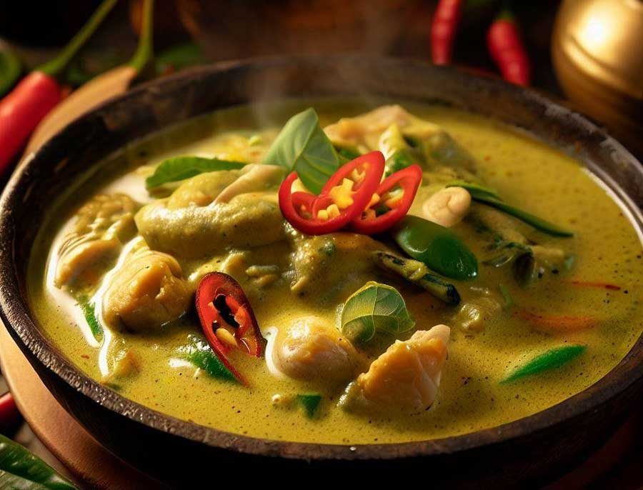 Thai green curry, the hottest of the Thai curries